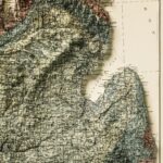 Michigan Map 1916, Geology :Shaded relief map – flat print (not a 3D raised map)