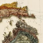 Michigan Map 1916, Geology :Shaded relief map – flat print (not a 3D raised map)