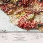 Los Angeles Map 1969 :Shaded relief map – flat print (not a 3D raised map)