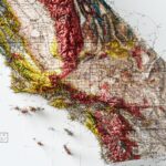 California Map 1916 Poster :Shaded relief map – flat print (not a 3D raised map)
