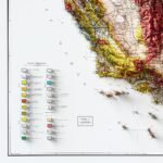 California Map 1916 Poster :Shaded relief map – flat print (not a 3D raised map)