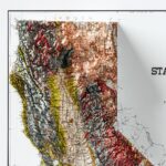 California Map 1916 Poster :Shaded relief map – flat print (not a 3D raised map)