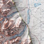 Glacier National Park Map, Topography :Shaded relief map – flat print (not a 3D raised map)