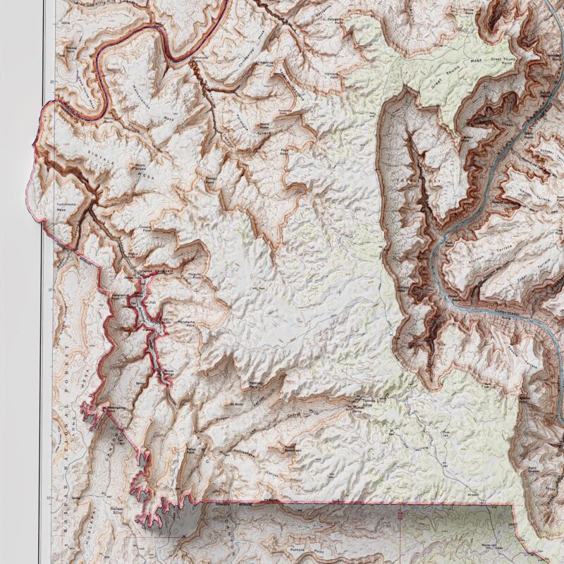Grand Canyon Topographic Map 1962 :Shaded relief map – flat print (not a 3D raised map)
