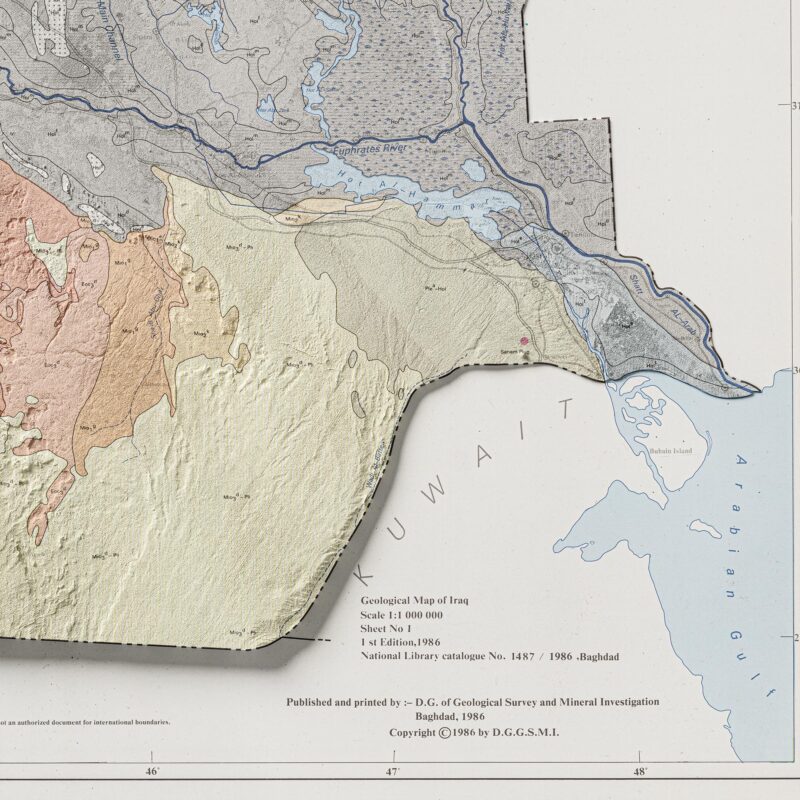 Iraq Geological Map 1986 :Shaded relief map – flat print (not a 3D raised map)