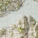 Isle of Wight Map 1919 :Shaded relief map – flat print (not a 3D raised map)