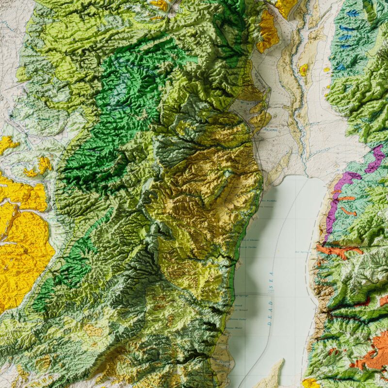 Israel Geological Map 1965 :Shaded relief map – flat print (not a 3D raised map)