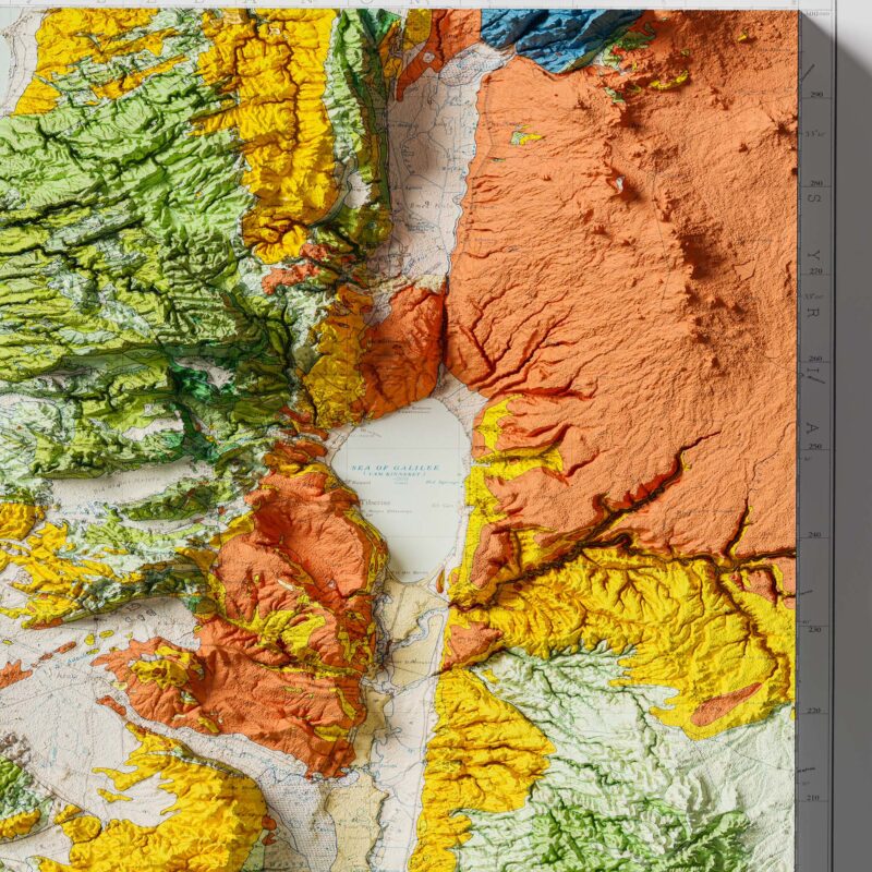 Israel Geological Map 1965 :Shaded relief map – flat print (not a 3D raised map)