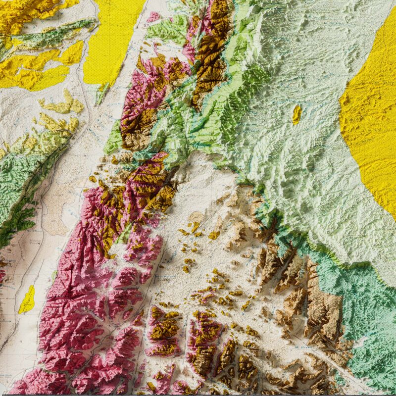 Israel Geological Map 1965 :Shaded relief map – flat print (not a 3D raised map)