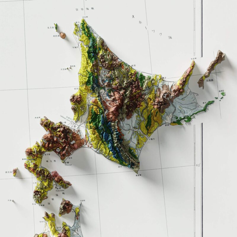 Japan Geological Map 1956 :Shaded relief map – flat print (not a 3D raised map)