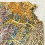 Kansas Map 1964, Geology :Shaded relief map – flat print (not a 3D raised map)