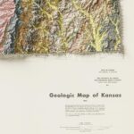 Kansas Map 1964, Geology :Shaded relief map – flat print (not a 3D raised map)