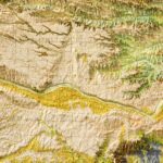Kansas Map 1964, Geology :Shaded relief map – flat print (not a 3D raised map)