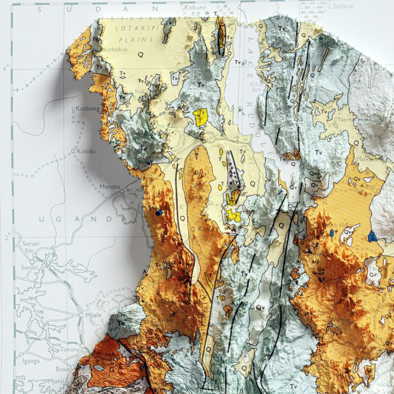 Kenya Map 1962 :Shaded relief map – flat print (not a 3D raised map)