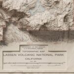 Lassen Volcanic National Park Map : Shaded relief map – flat print (not a 3D raised map)