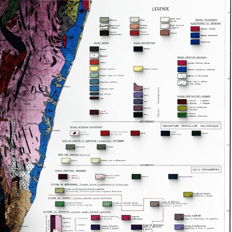 Madagascar Map 1957 :Shaded relief map – flat print (not a 3D raised map)