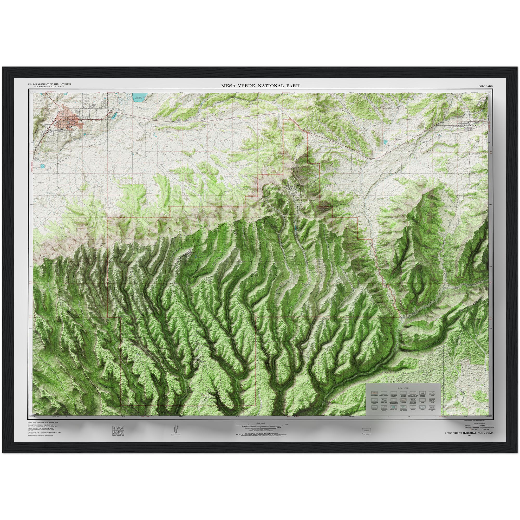 Mesa Verde Map 1967, Topography :Shaded relief map – flat print (not a 3D raised map)