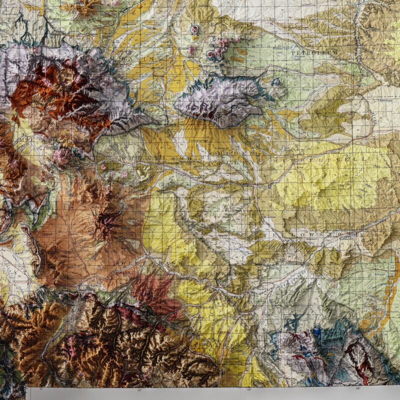 Montana Map 1955, Geology :Shaded relief map – flat print (not a 3D raised map)