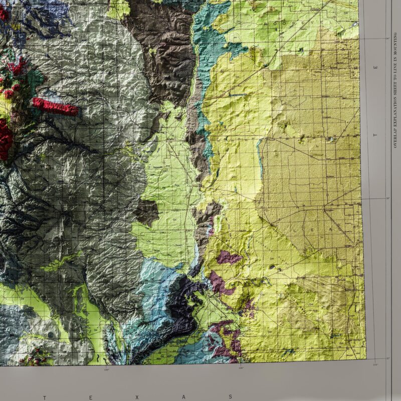 New Mexico Geologic Map 1965 :Shaded relief map – flat print (not a 3D raised map)