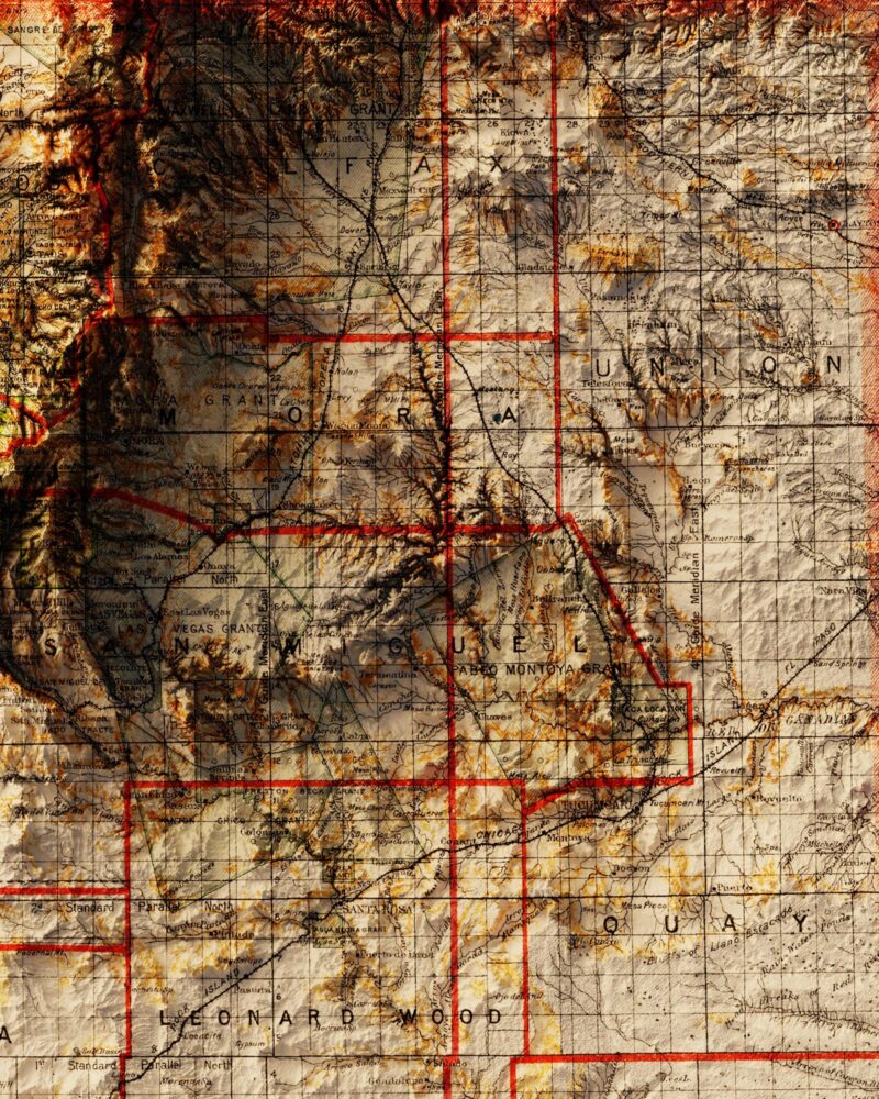 New Mexico Map 1903, Topography  :Shaded relief map – flat print (not a 3D raised map)