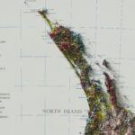 New Zealand Geological Map 1958 :Shaded relief map – flat print (not a 3D raised map)