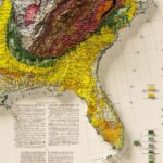 USA Map 1932, Geology :Shaded relief map – flat print (not a 3D raised map)