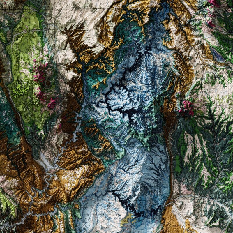 Utah Geologic Map 1980 :Shaded relief map – flat print (not a 3D raised map)