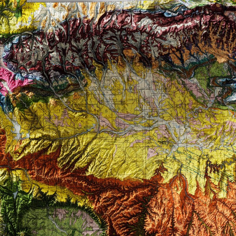 Utah Geologic Map 1980 :Shaded relief map – flat print (not a 3D raised map)