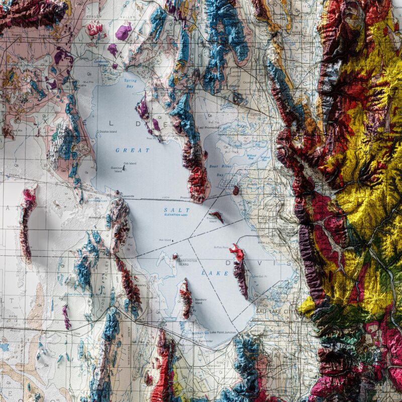Utah Geologic Map 1980 :Shaded relief map – flat print (not a 3D raised map)