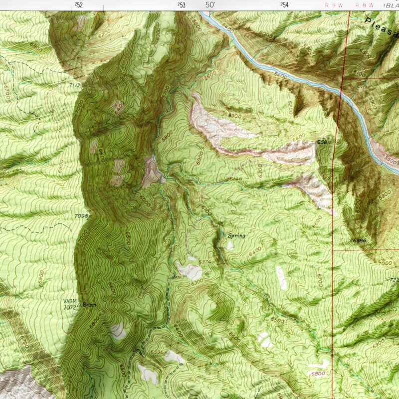 Red Rock Canyon Map 1955, Topography :Shaded relief map – flat print (not a 3D raised map)