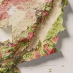 Zambia Map 1961, Geology :Shaded relief map – flat print (not a 3D raised map)