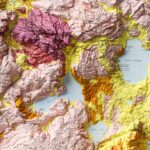Yellowstone Map 1972, Geology :Shaded relief map – flat print (not a 3D raised map)