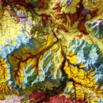 Yellowstone Map 1972, Geology :Shaded relief map – flat print (not a 3D raised map)